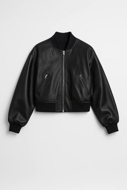 Dames Bomberjack Kort Model Elastische Boorden Casual Stijl