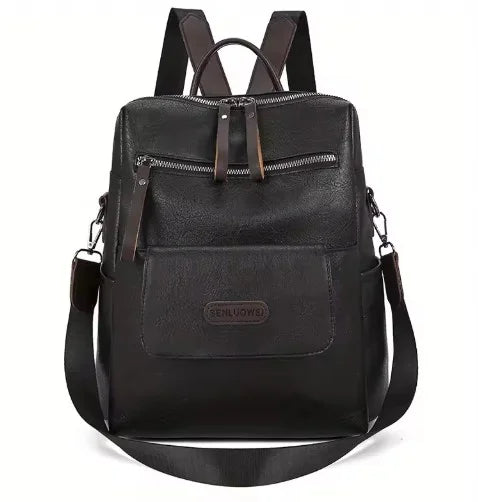 Veganlederen Rugzak Dames Stijlvol Retro Design Dagelijks Gebruik Werk Reizen Schooltas Bruin Zwart Casual