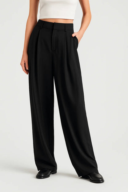 Dames Broek Wijd Model Hoge Taille met Plooi - StudioMarella
