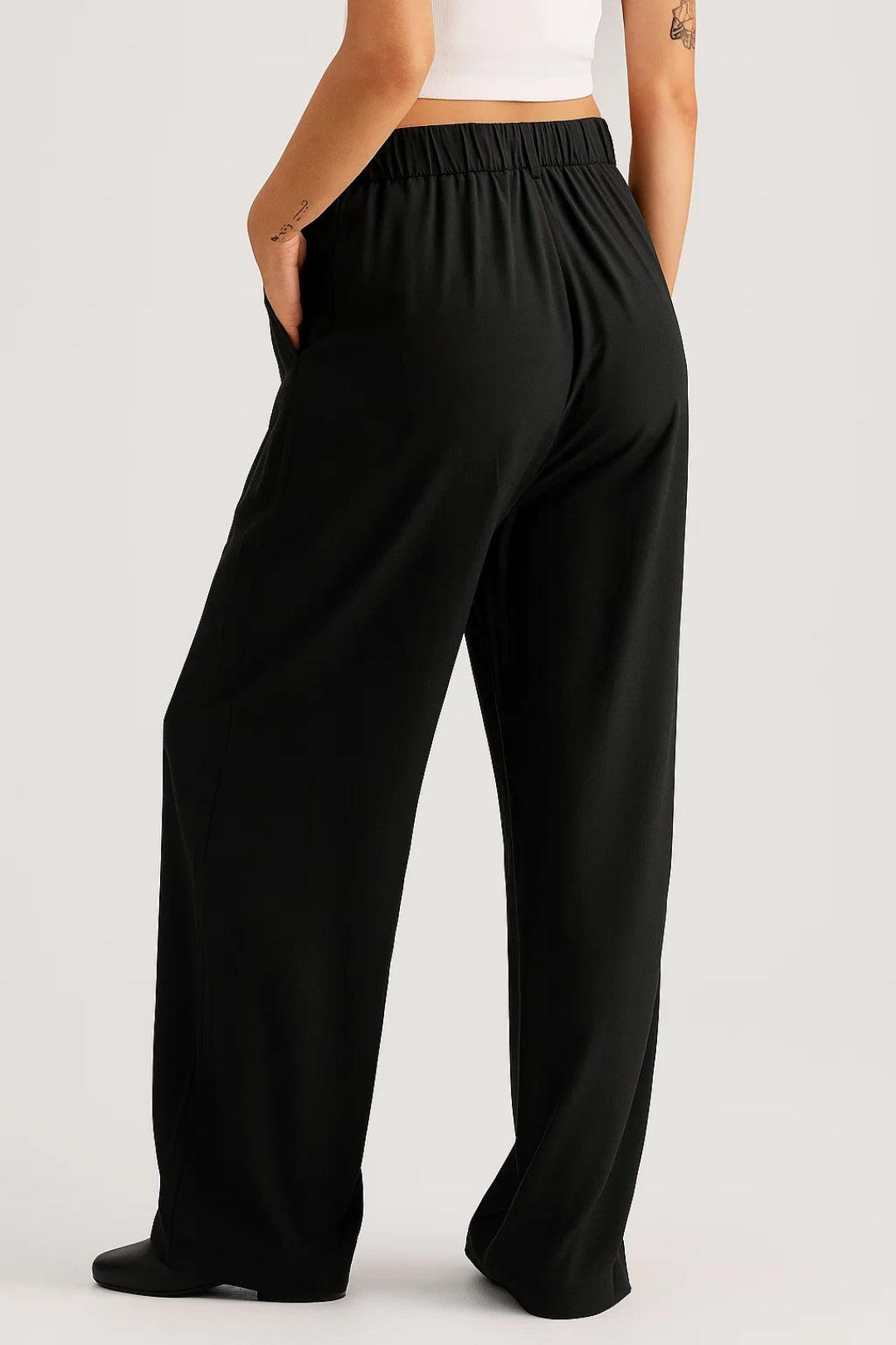 Dames Broek Wijd Model Hoge Taille met Plooi