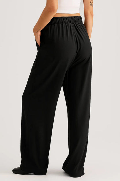 Dames Broek Wijd Model Hoge Taille met Plooi