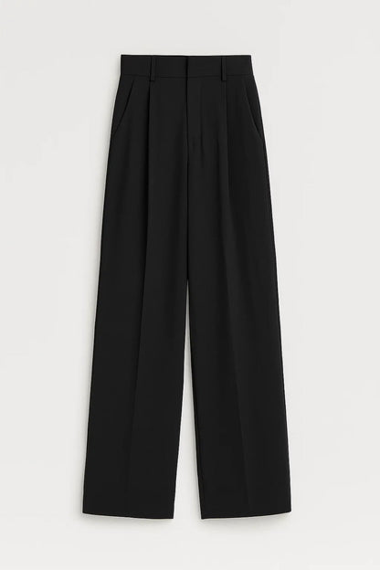 Dames Broek Wijd Model Hoge Taille met Plooi