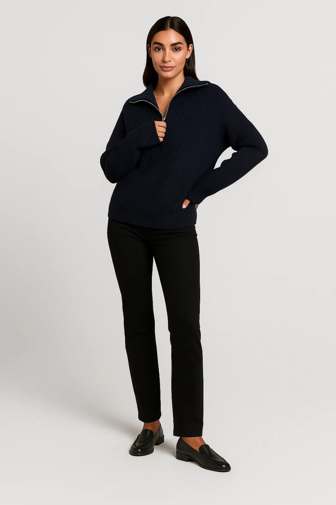 Dames Trui Oversized Warm Met Rits voor Winter