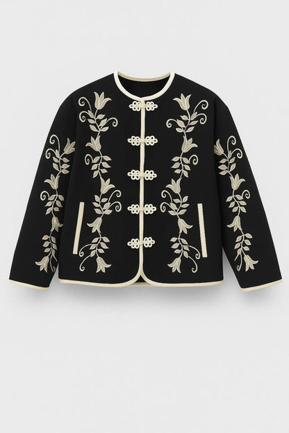 Dames Blazer Geborduurd Elegant Zonder Kraag