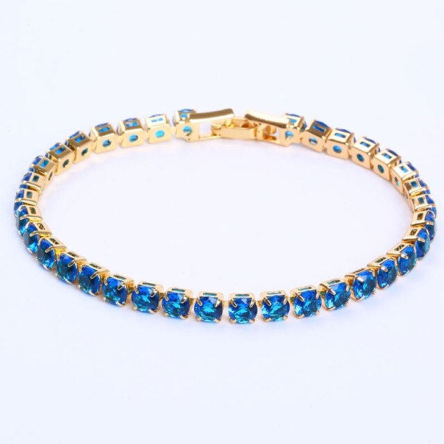 Elegante Schakelarmband met Zirkonia Stenen | Luxe Tennisarmband voor Dames en Heren | Geometrisch Design Polssieraad met Glanzende Kristallen | Verstelbare Feestelijke Armband Zilver Goud