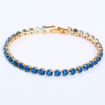 Elegante Schakelarmband met Zirkonia Stenen | Luxe Tennisarmband voor Dames en Heren | Geometrisch Design Polssieraad met Glanzende Kristallen | Verstelbare Feestelijke Armband Zilver Goud