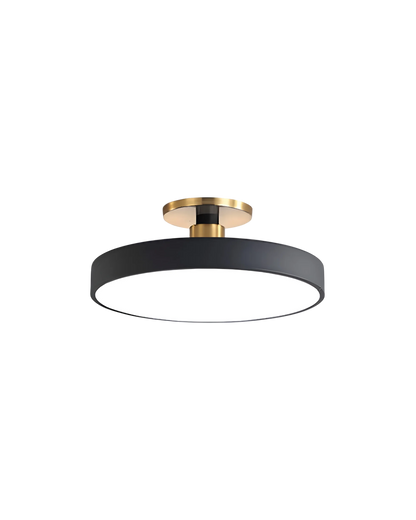 Moderne ronde plafondlamp met goud detail en acryl diffuser – minimalistische semi flush design verlichting voor woonkamer en slaapkamer