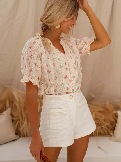 Dames Bloemenblouse Lichtgewicht Zomerse Stijl