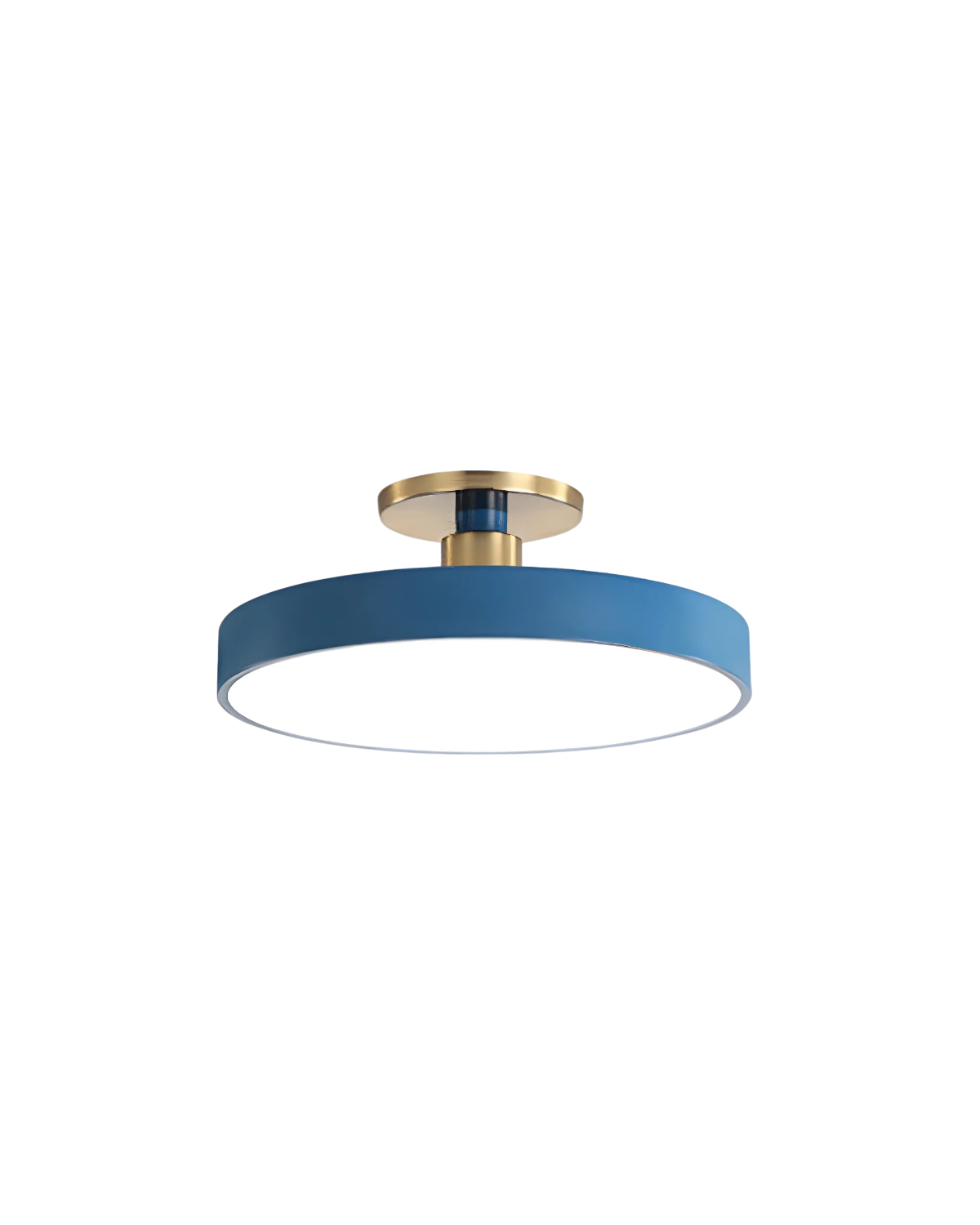 Moderne ronde plafondlamp met goud detail en acryl diffuser – minimalistische semi flush design verlichting voor woonkamer en slaapkamer