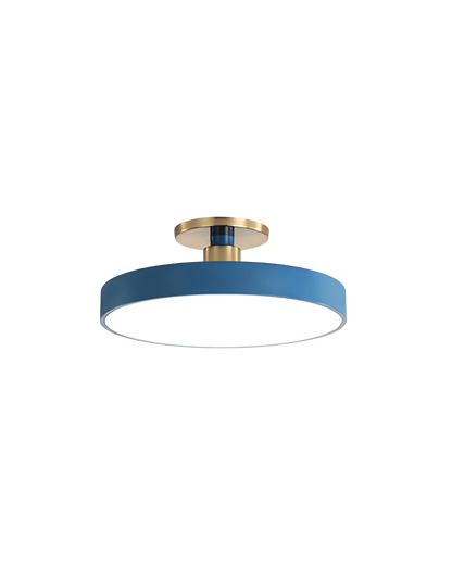 Moderne ronde plafondlamp met goud detail en acryl diffuser – minimalistische semi flush design verlichting voor woonkamer en slaapkamer