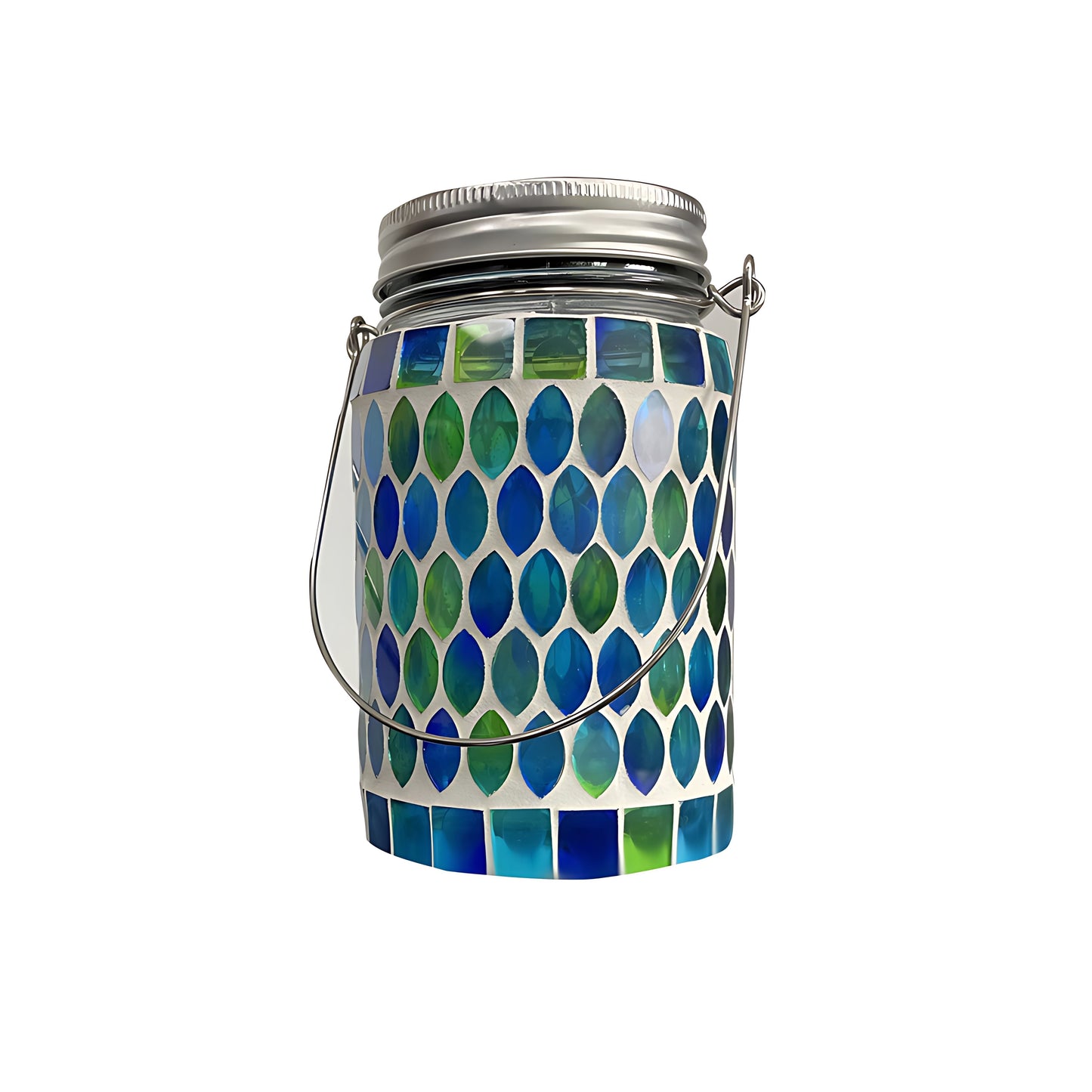 Solar Tuinlamp met Gekleurd Glas – Handgemaakte Lantaarn met Mozaïek Lichteffect voor Sfeervol Buitendecor