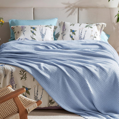 Lichtgewicht Katoenen Wafelplaid Tweepersoonsbed Zacht Ademend Deken Scandinavisch Design 90x90 cm Woonkamer
