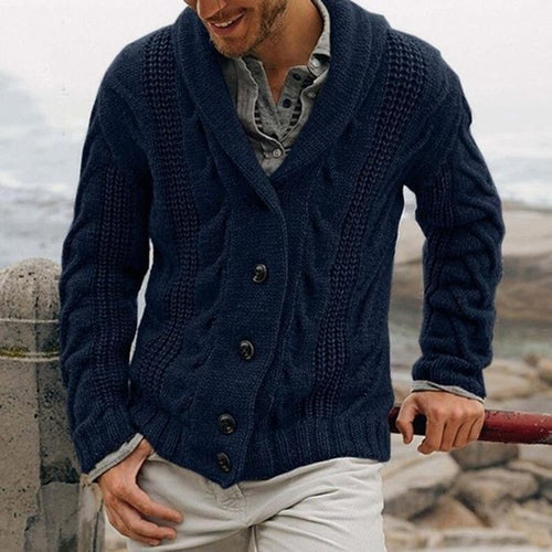 Heren Kabelgebreid Vest Charcoal Met Sjaal Kraag