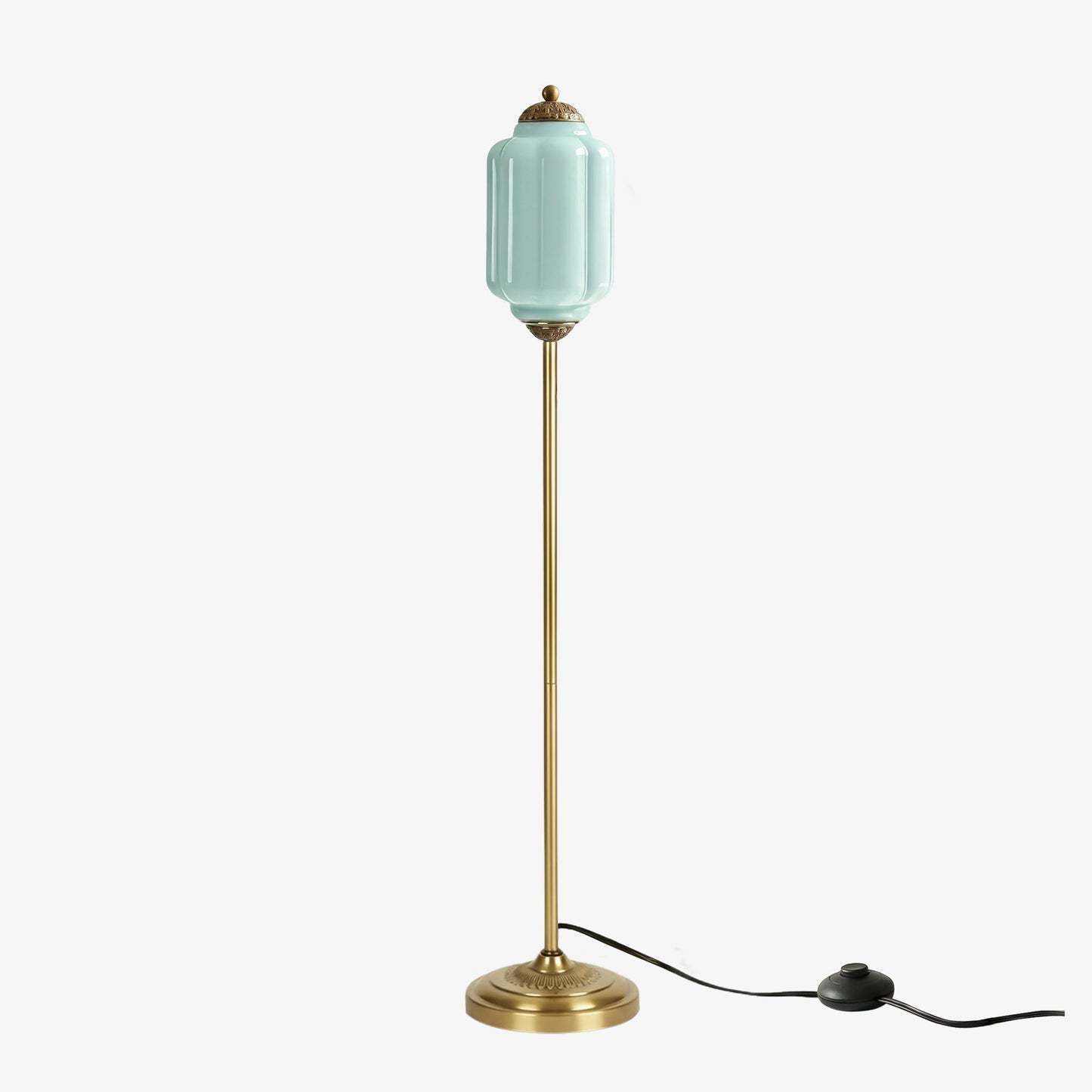 Decoratieve Glazen Pompoen Vloerlamp Retro Organische Stijl Woonkamer Staande Lamp