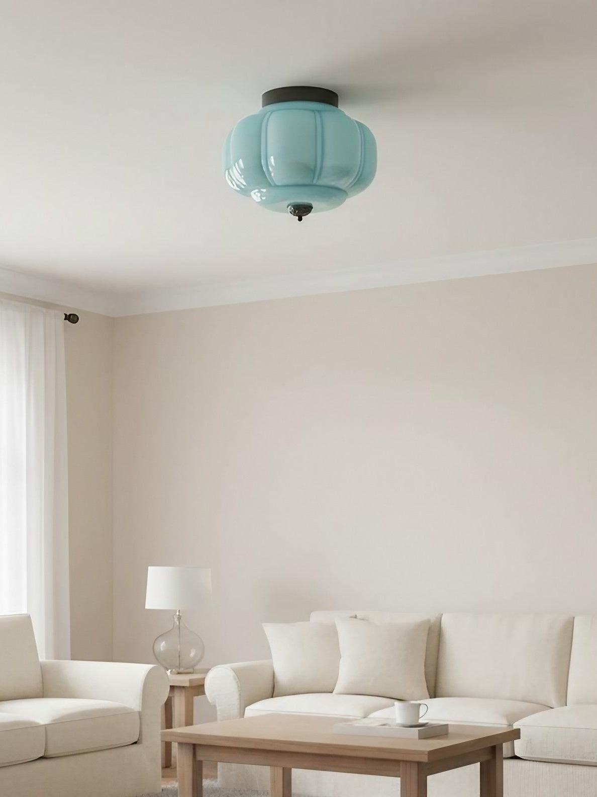 Retro Plafondlamp met Melkglazen Kap – Verfijnde Semi-Flush Mount Verlichting voor Moderne Interieurs