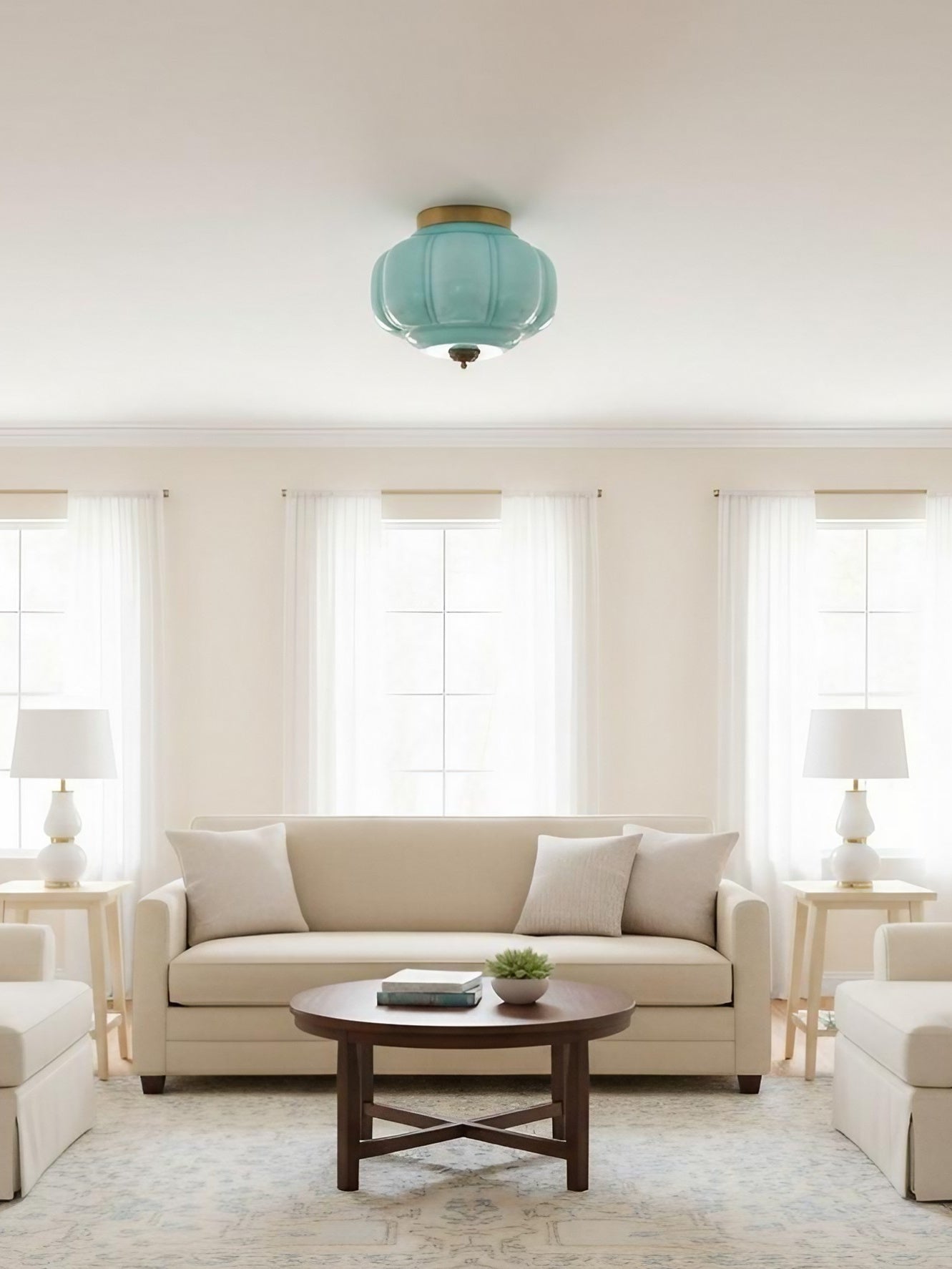 Retro Plafondlamp met Melkglazen Kap – Verfijnde Semi-Flush Mount Verlichting voor Moderne Interieurs