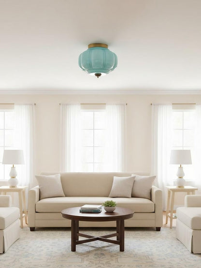 Retro Plafondlamp met Melkglazen Kap – Verfijnde Semi-Flush Mount Verlichting voor Moderne Interieurs