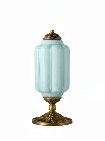Vintage Glazen Tafellamp met Messing of Zwarte Afwerking