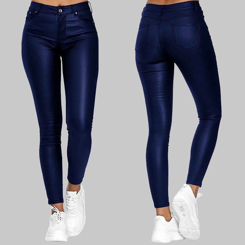 Dames Hoge Taille Broek Zwart Stretch Stof