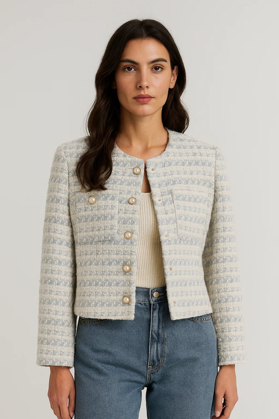 Dames Blazer Elegante Kraagloze Jas Lente Collectie - StudioMarella