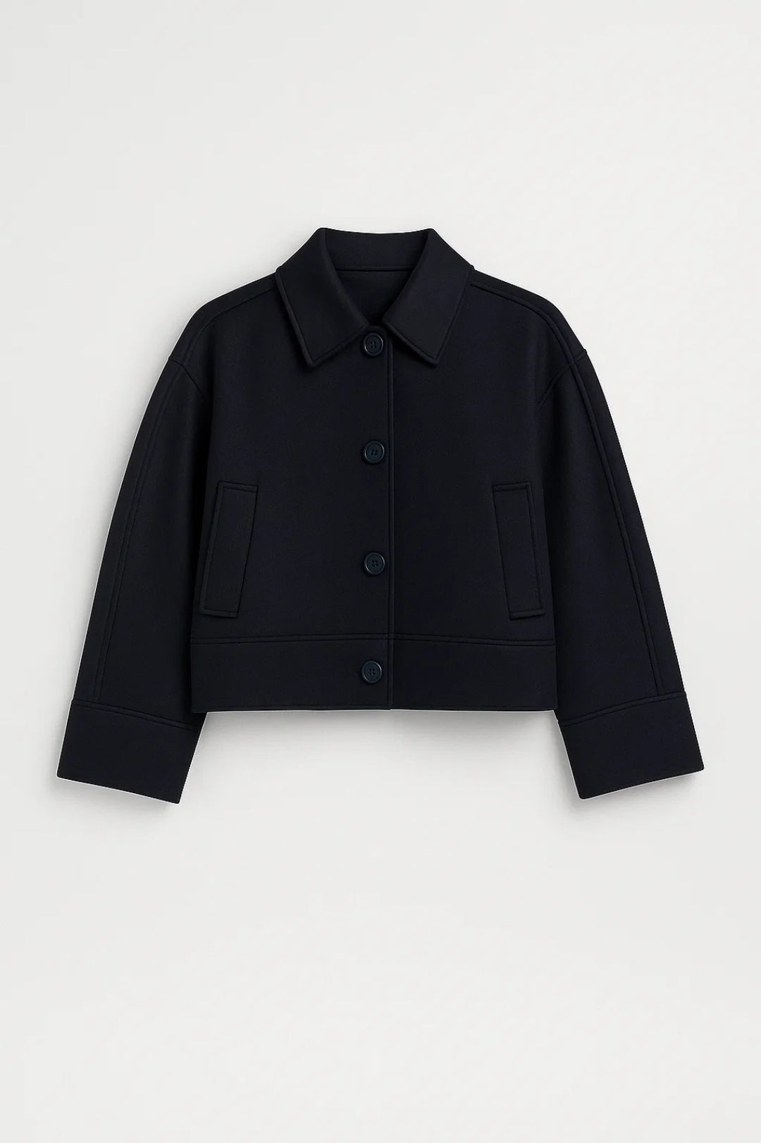 Korte Damesjas Met Klassieke Kraag Casual Stijl