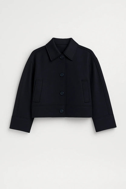 Korte Damesjas Met Klassieke Kraag Casual Stijl