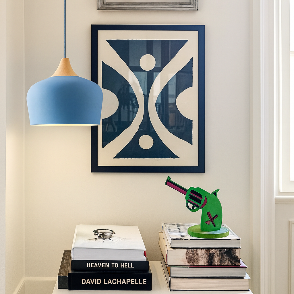 Hanglamp Pastel Aluminium Hout Retro Koepel Bol E27 Kinderkamer Woonkamer