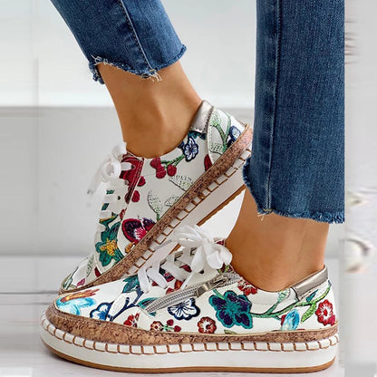 Dames Schoenen Bloemenprint Gevulkaniseerd Leer