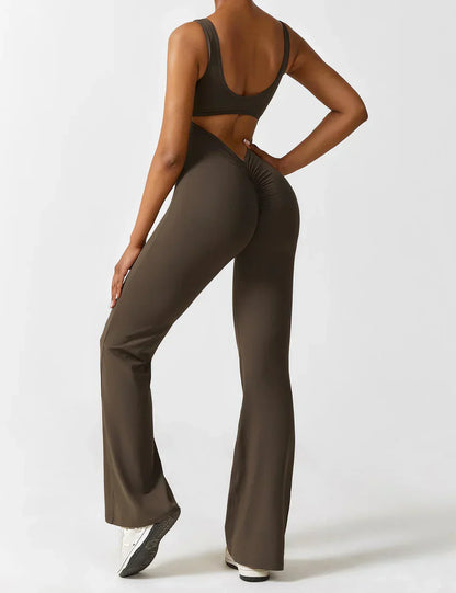 Jumpsuit met V-hals en wijde pijpen voor vrouwen