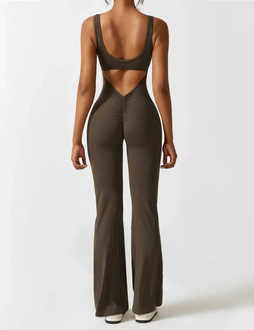 Jumpsuit Zijde V-Hals Comfortabele Flair Broek