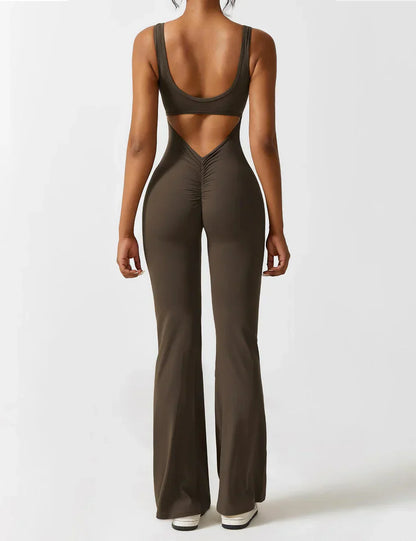 Jumpsuit met V-hals en wijde pijpen voor vrouwen