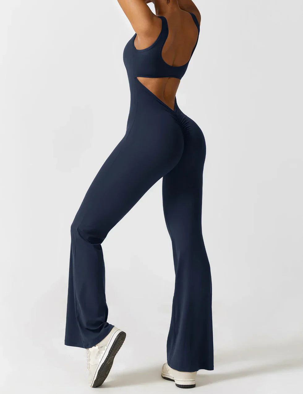 Jumpsuit Zijde V-Hals Comfortabele Flair Broek