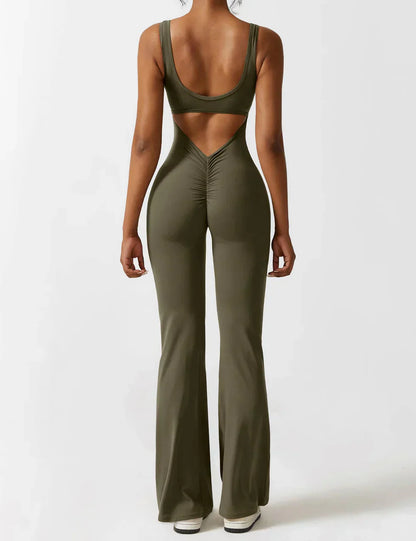 Jumpsuit Zijde V-Hals Comfortabele Flair Broek