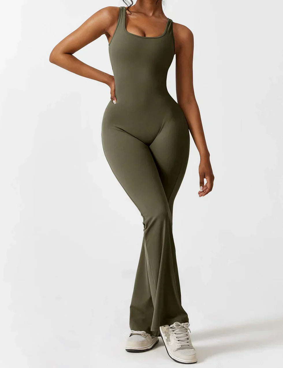 Jumpsuit Zijde V-Hals Comfortabele Flair Broek