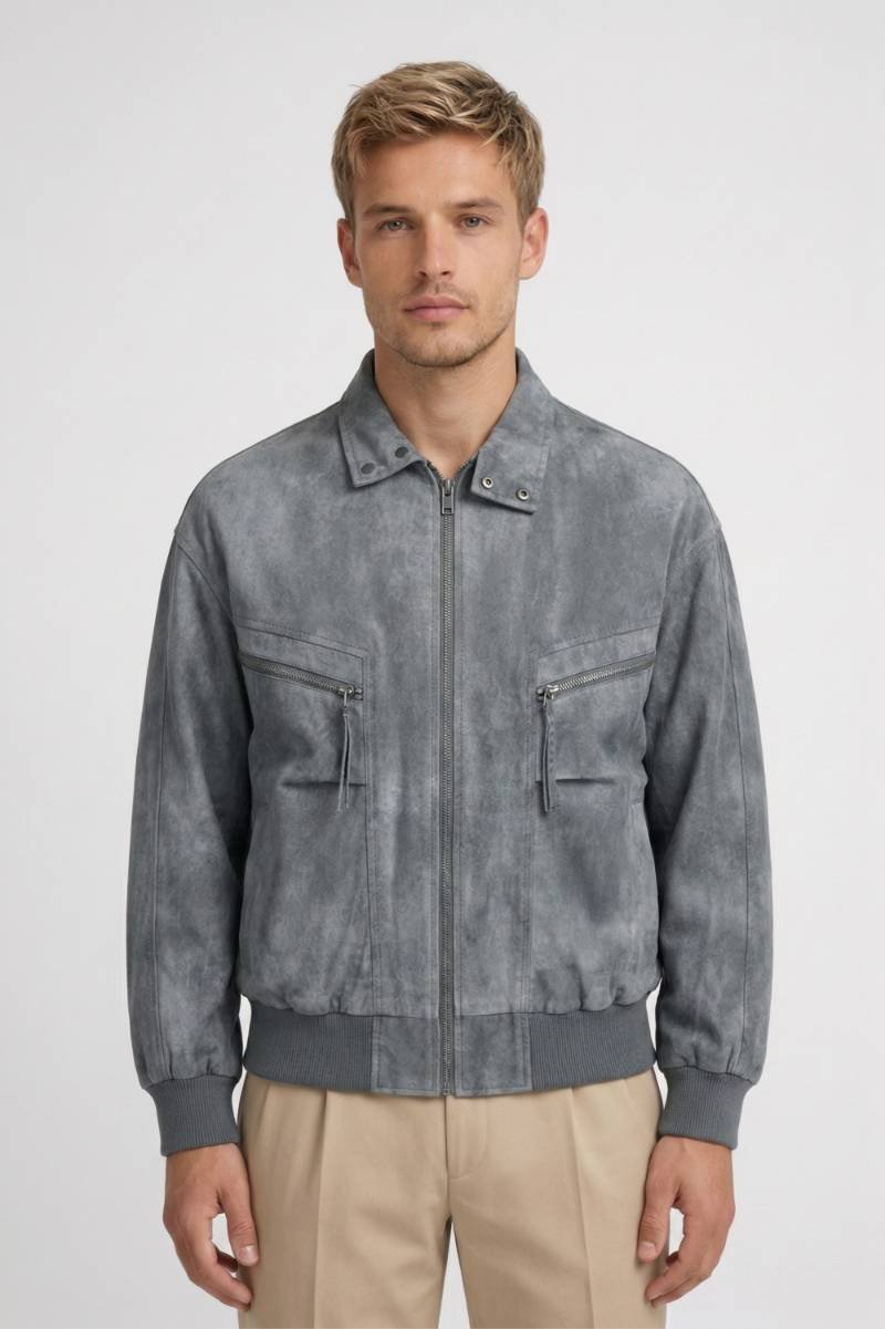 Bomber Jas Heren - Vintage Look met Opstaande Kraag | Relaxed - Lichtgrijs