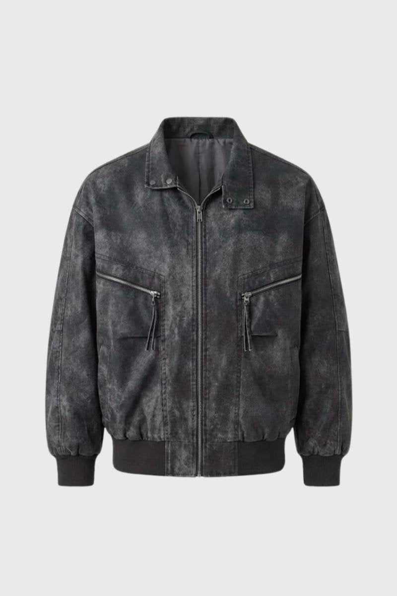 Bomber Jas Heren - Vintage Look met Opstaande Kraag | Relaxed - Donkergrijs