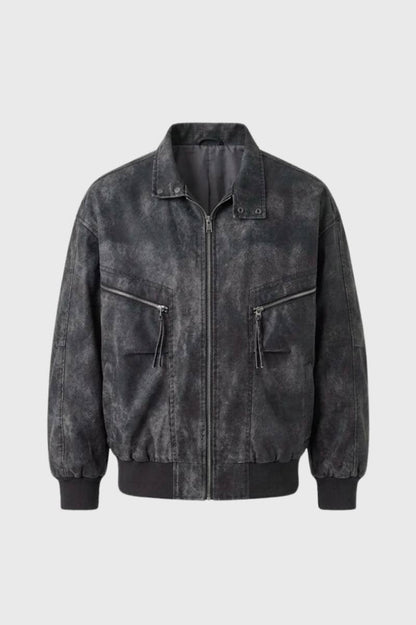 Bomber Jas Heren - Vintage Look met Opstaande Kraag | Relaxed - Donkergrijs