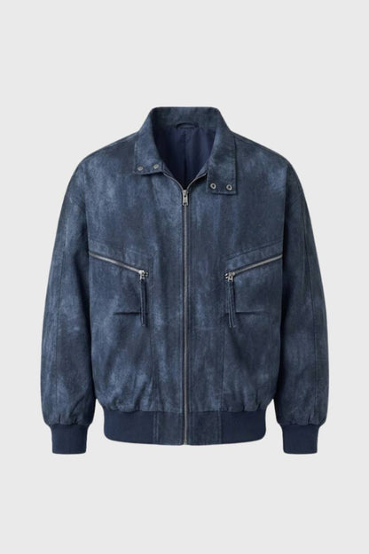 Bomber Jas Heren - Vintage Look met Opstaande Kraag | Relaxed - Navy