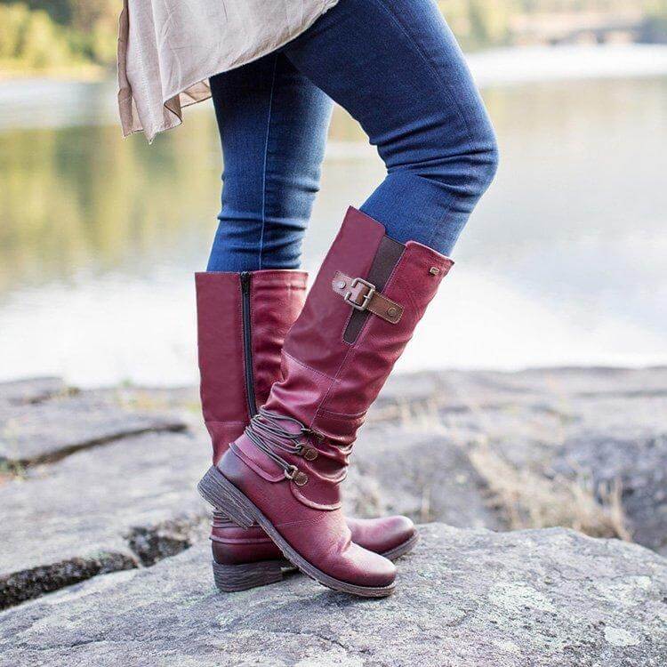 Leren Dames Ritslaarzen – Comfortabel & Warm voor Herfst en Winter