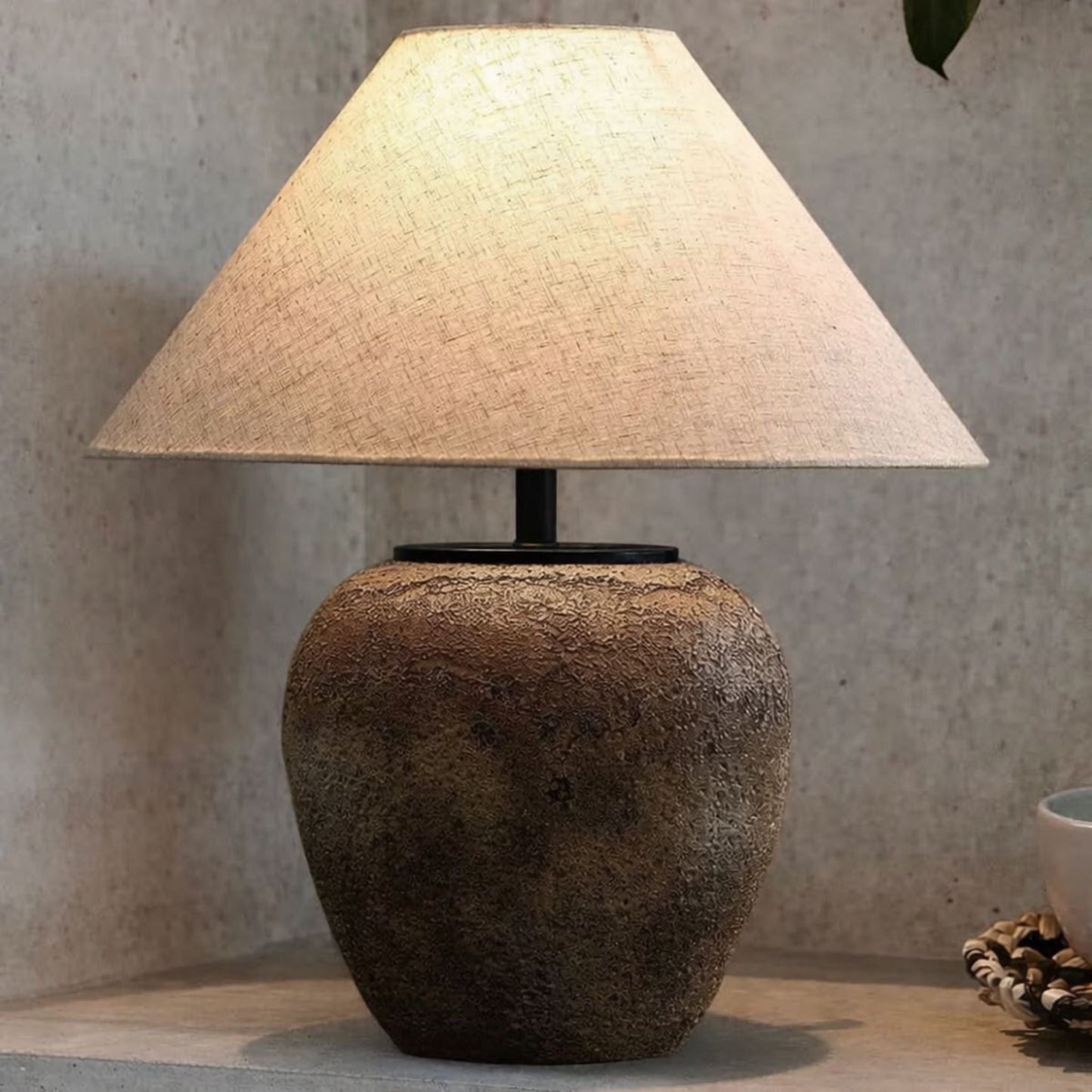 Tafellamp Keramiek Linnen Beige 48cm E27 Rustiek Design