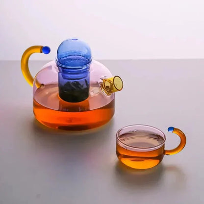 Sansoti | Borosilicaat Glazen Theepot met Kopjes – Design Theeset van Hittebestendig Glas