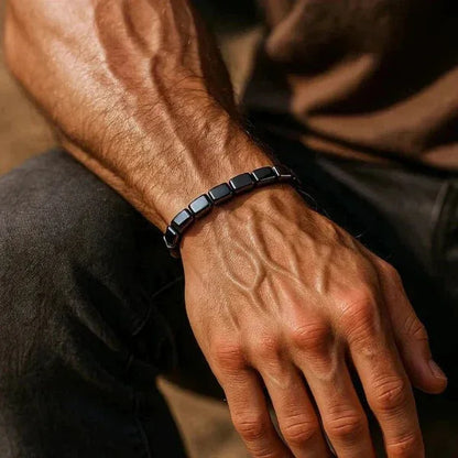 Hematiet Kralen Armband Heren Natuursteen Zwart Grijs Energetisch Balans Everyday Wellness Accessoire