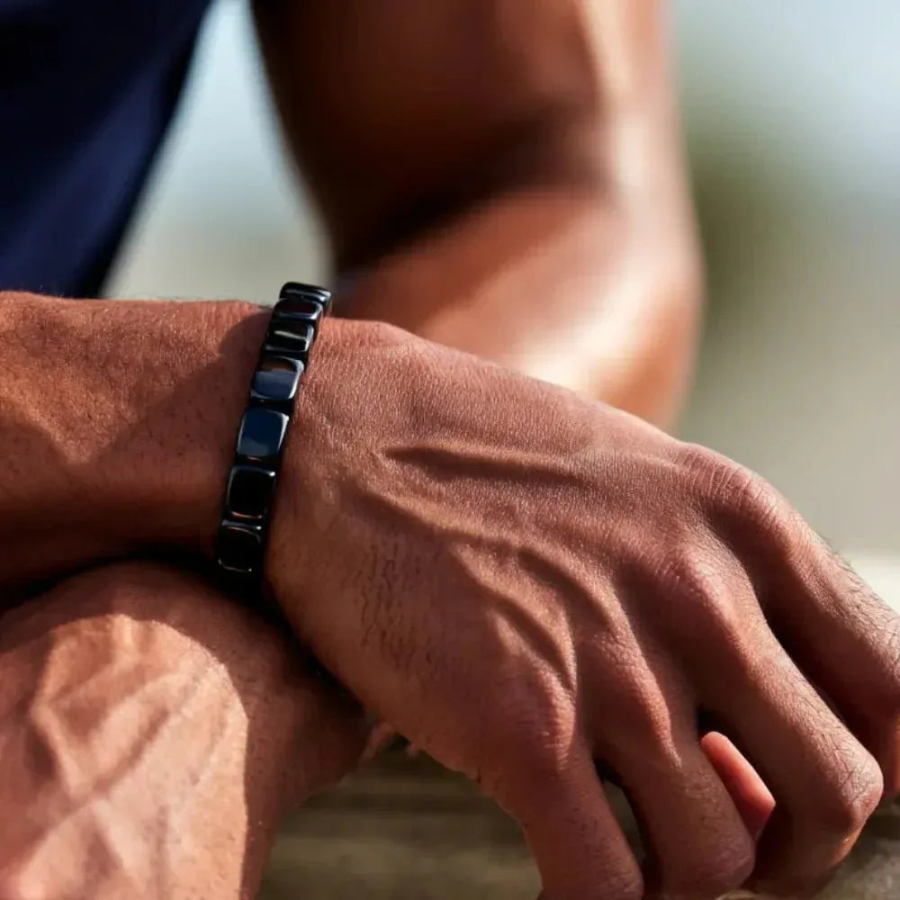 Hematiet Kralen Armband Heren Natuursteen Zwart Grijs Energetisch Balans Everyday Wellness Accessoire