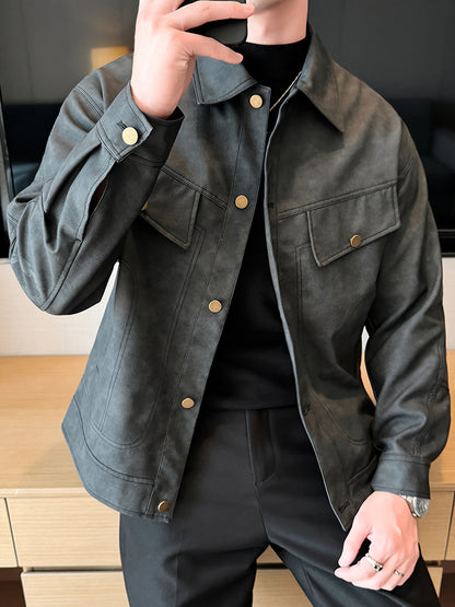 Herenjas Kunstleder Biker Stijl Trendy Casual - StudioMarella