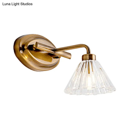 Glazen Wandlamp Kegel met Messing Afwerking – Modern Design met LED-Verlichting voor Badkamer en Toilet