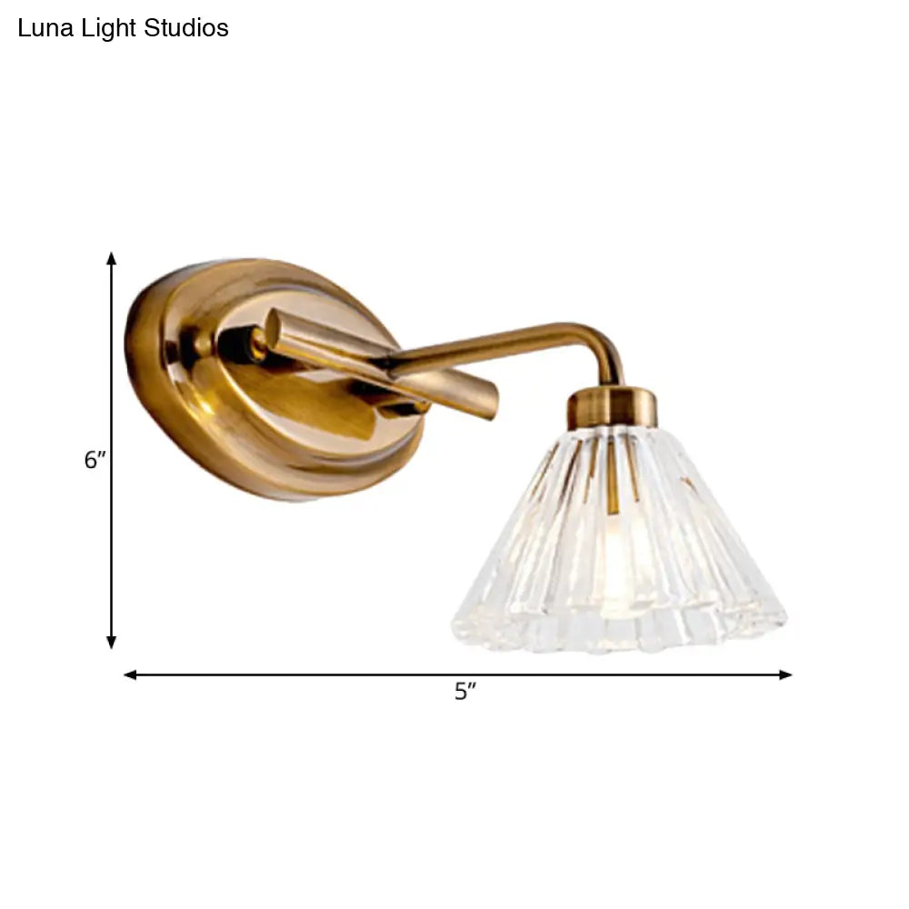 Glazen Wandlamp Kegel met Messing Afwerking – Modern Design met LED-Verlichting voor Badkamer en Toilet