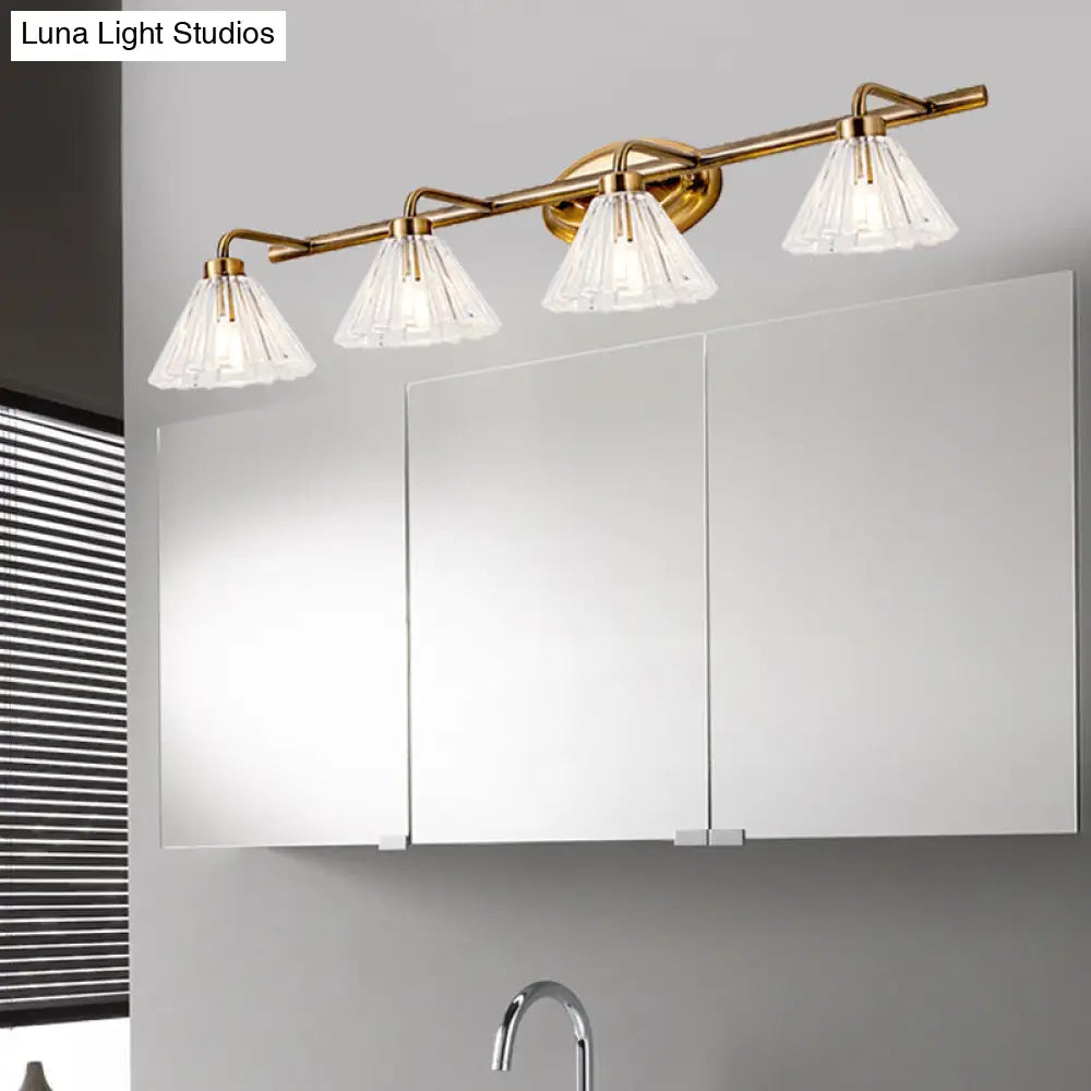 Glazen Wandlamp Kegel met Messing Afwerking – Modern Design met LED-Verlichting voor Badkamer en Toilet