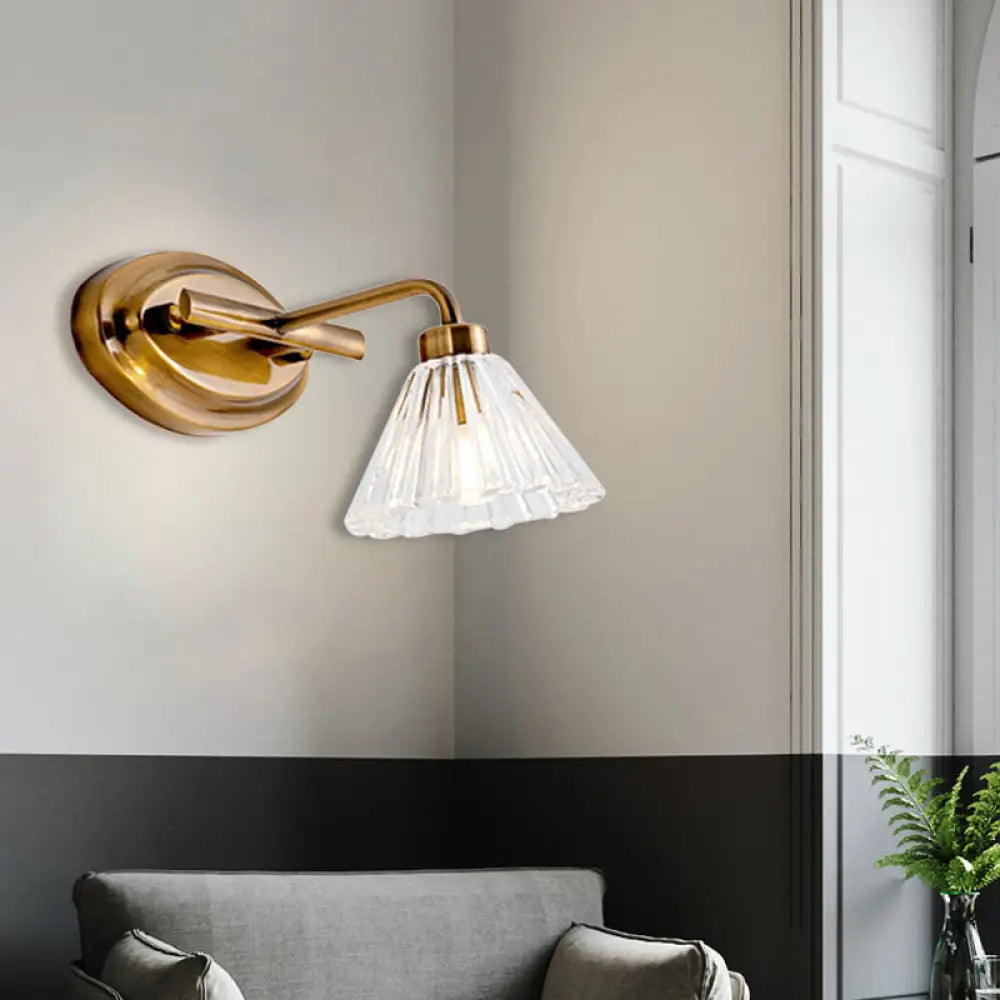 Glazen Wandlamp Kegel met Messing Afwerking – Modern Design met LED-Verlichting voor Badkamer en Toilet