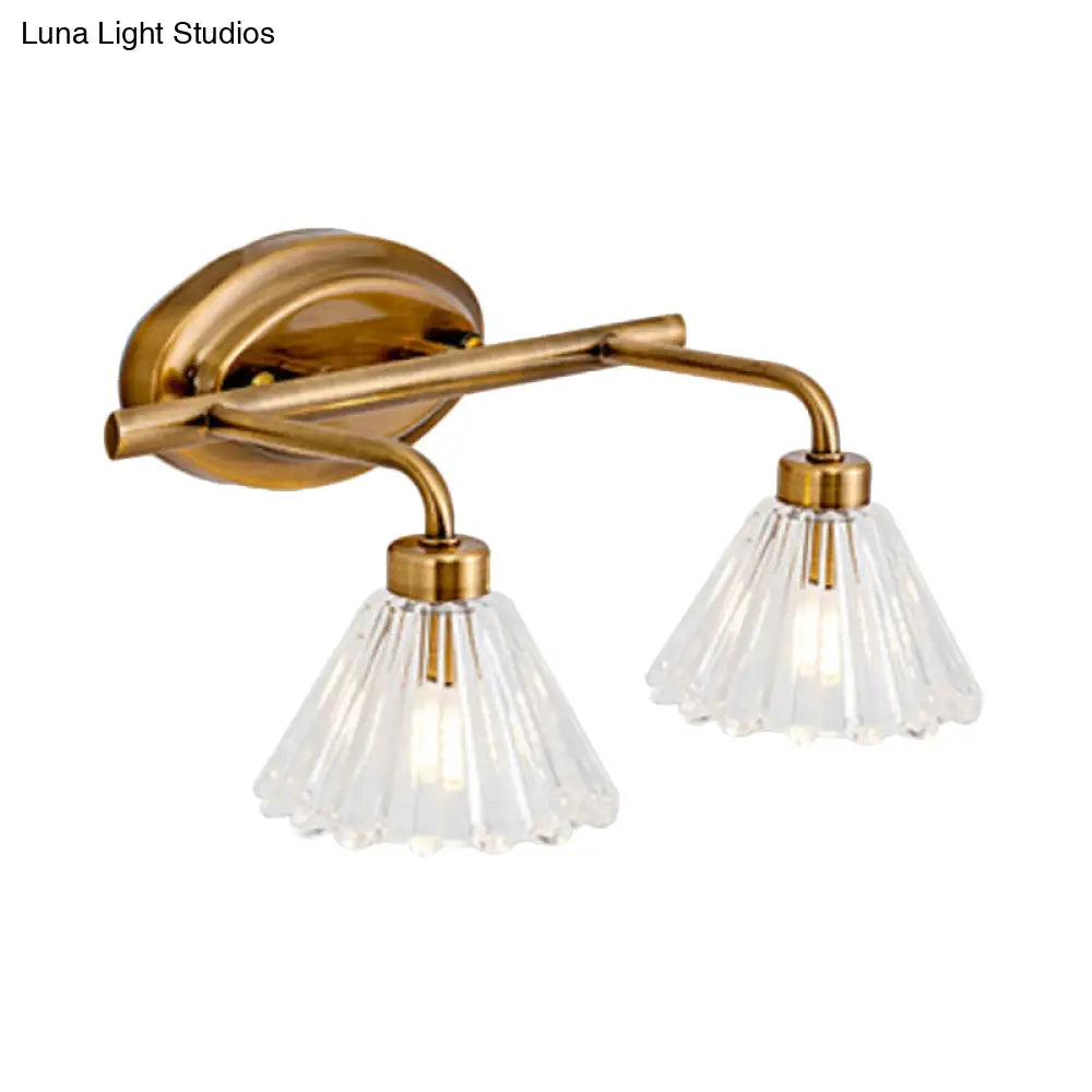 Glazen Wandlamp Kegel met Messing Afwerking – Modern Design met LED-Verlichting voor Badkamer en Toilet