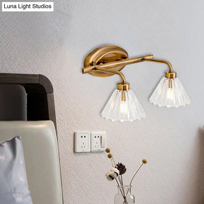 Glazen Wandlamp Kegel met Messing Afwerking – Modern Design met LED-Verlichting voor Badkamer en Toilet